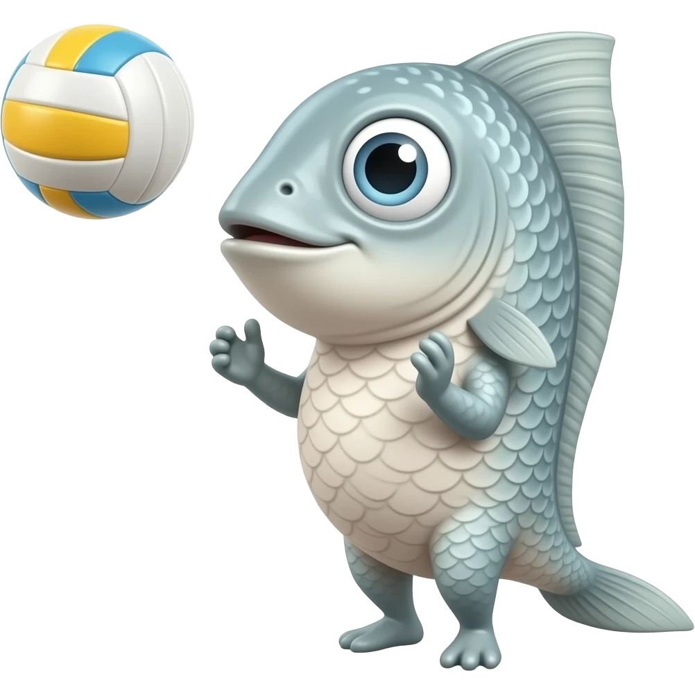 Playing volleyball fish emoji
