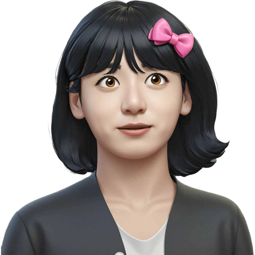 girl with black hair bow emoji