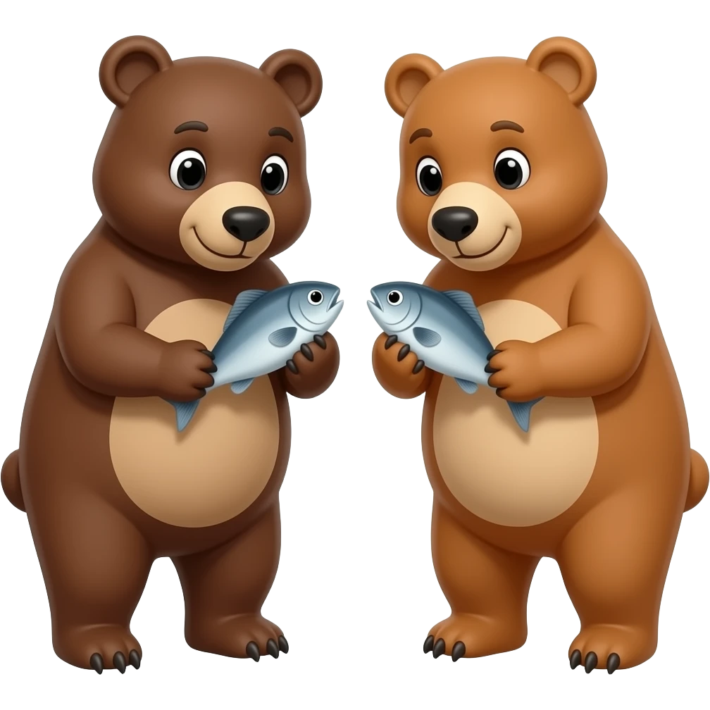 Bears looking at fish emoji
