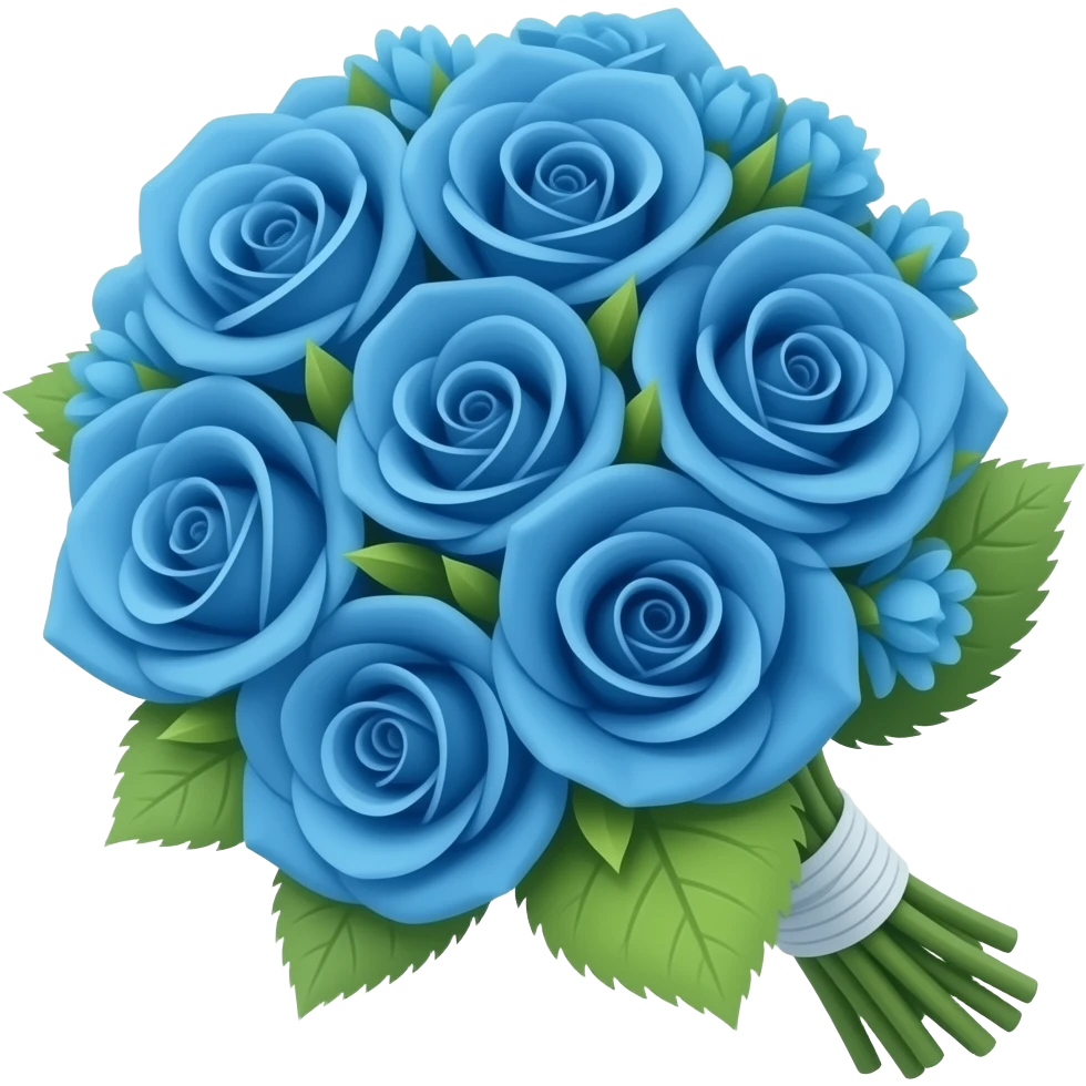 Mavi gül buketi emoji