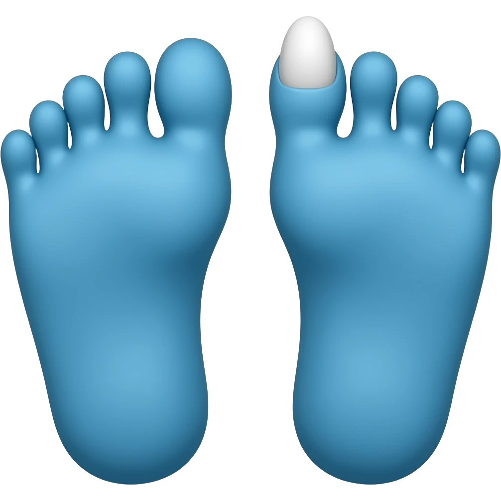 big blue feet and white Long toenail emoji
