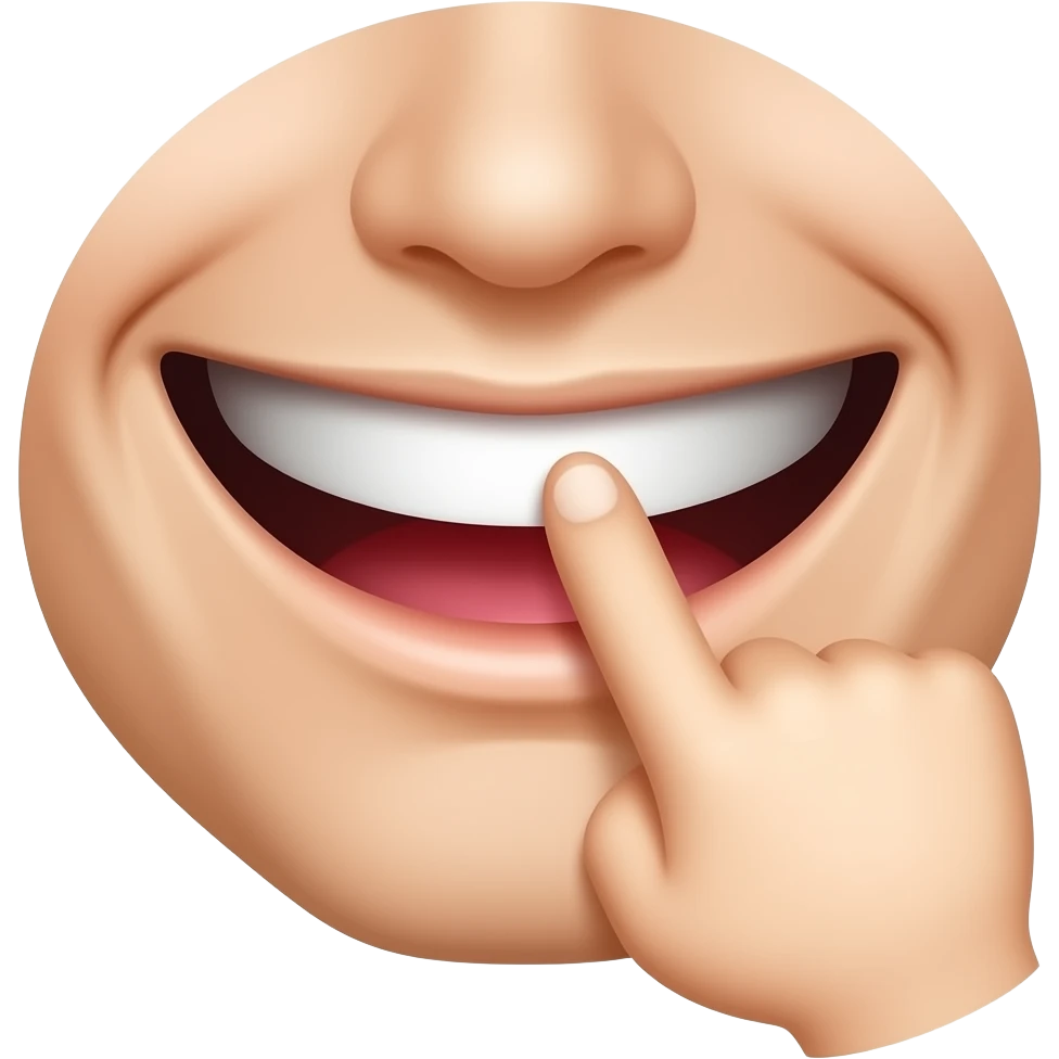 Smiling mouth with a finger on the bottomlip emoji