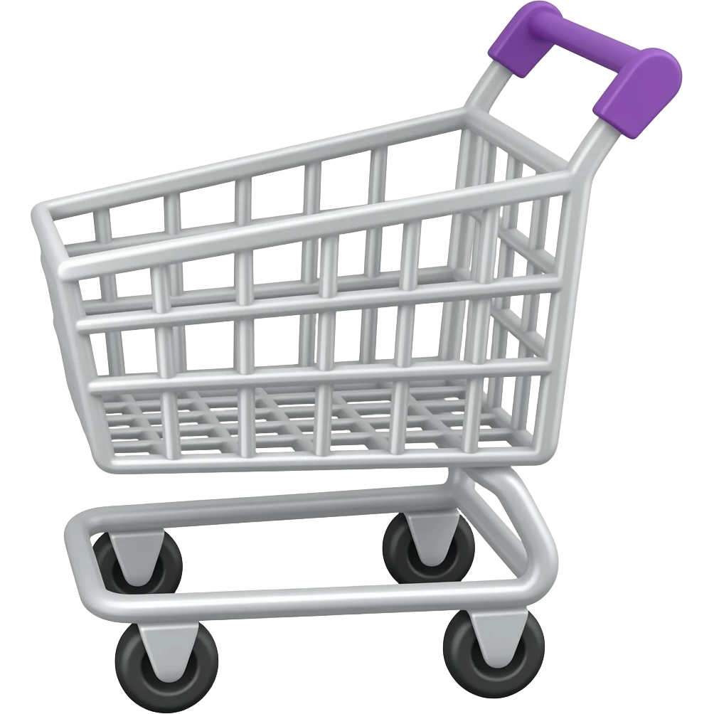 top view shopping cart with purple handle emoji