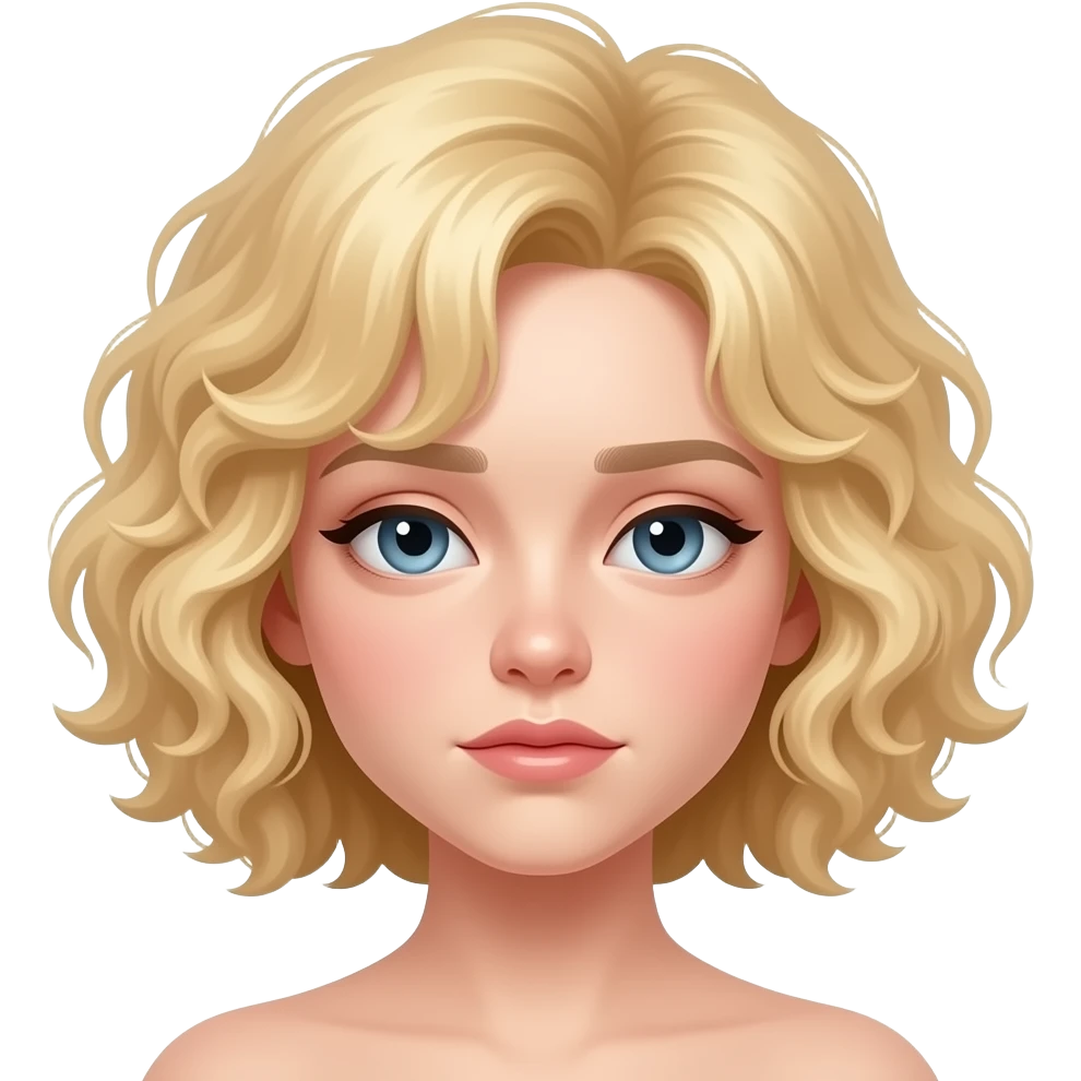 blonde curly bob looking shyly emoji