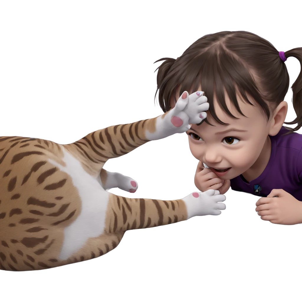 realistic girl with cat emoji