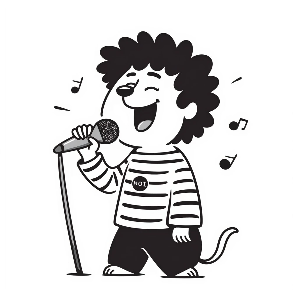 hand-drawn doodle style wombat singing on a microphone emoji