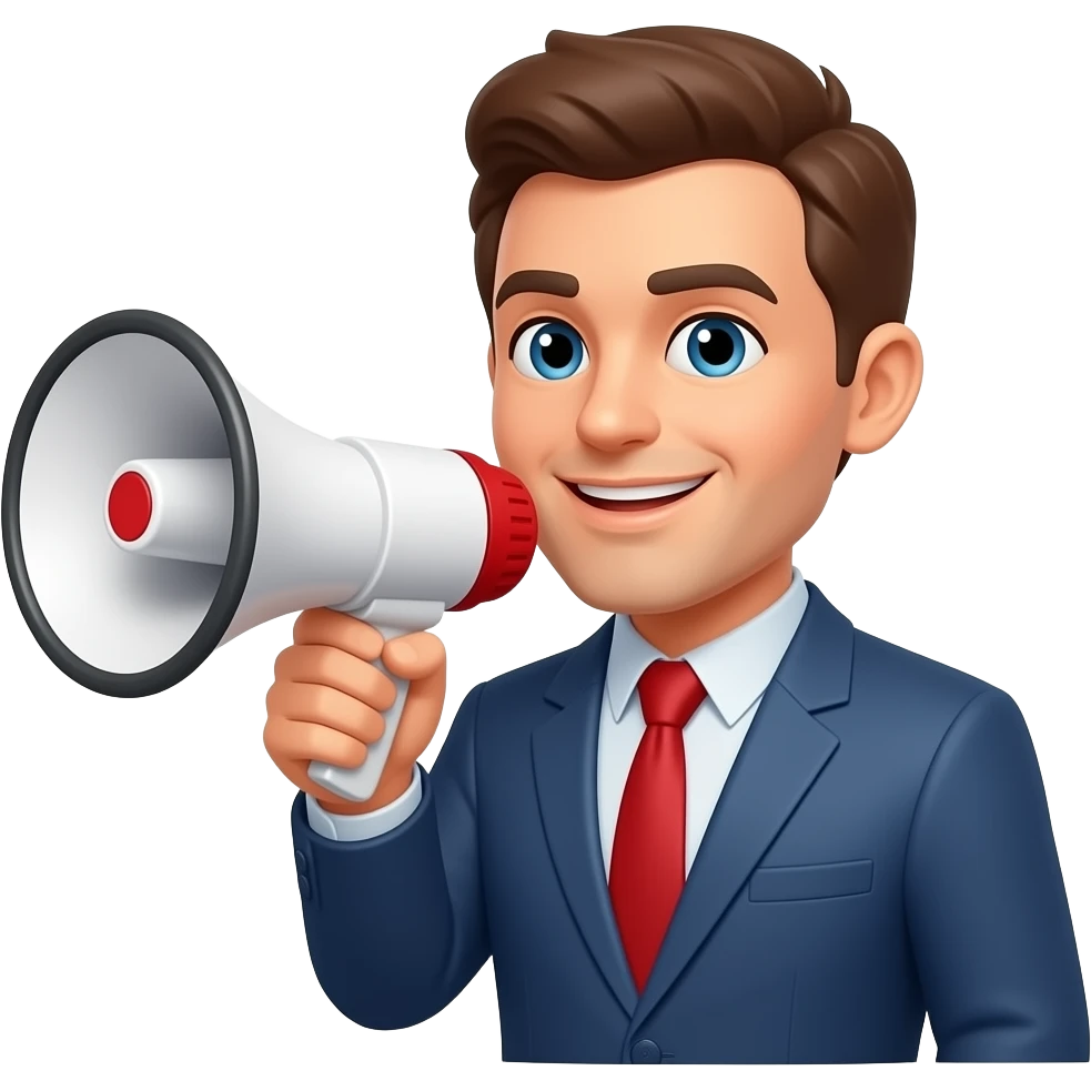 hombre periodista con megáfono emoji