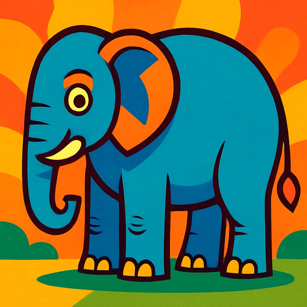 elephant, vibrant cartoon style emoji
