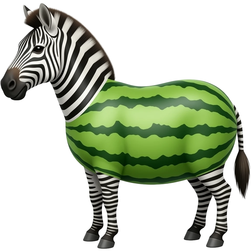 Make a zebra have a watermelon body emoji