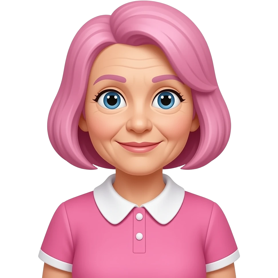 old women in pink dress and pink hair emoji