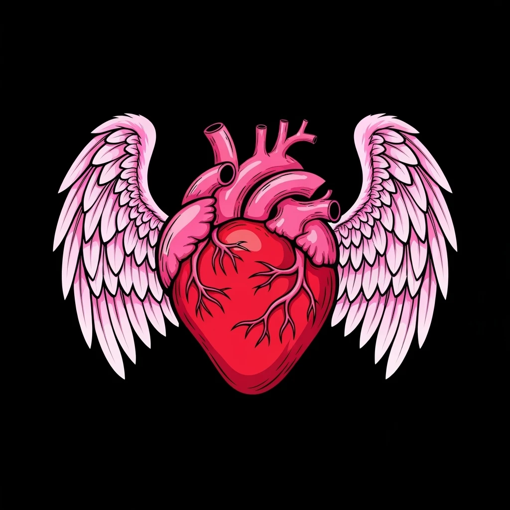 cute emo heart with wings emoji