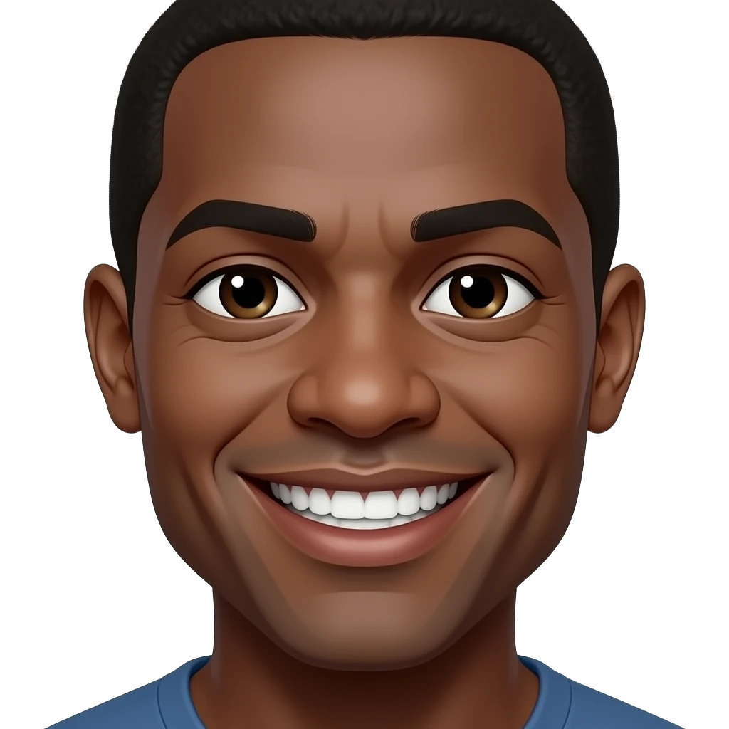 Black guy with buck teeth and big nostrils smiling emoji