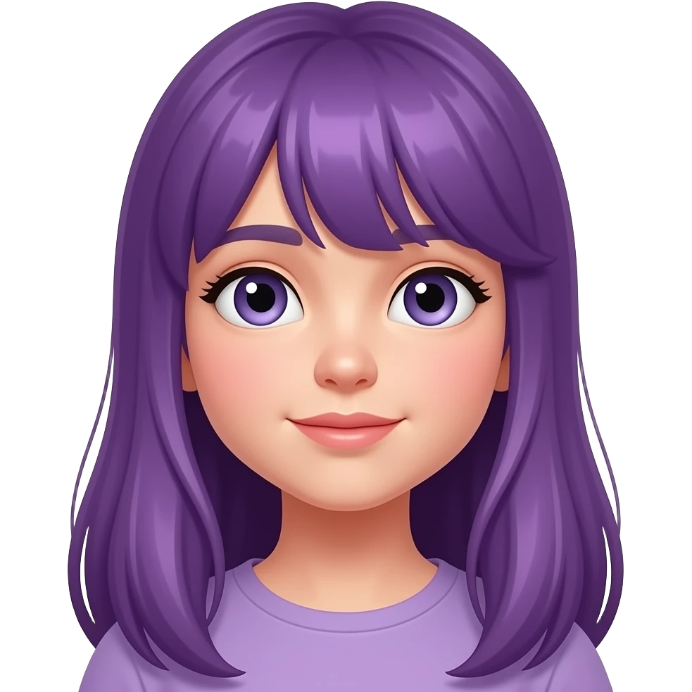 GIRL WITH LONG PURPLE HAIR LOOKS ABOVE emoji