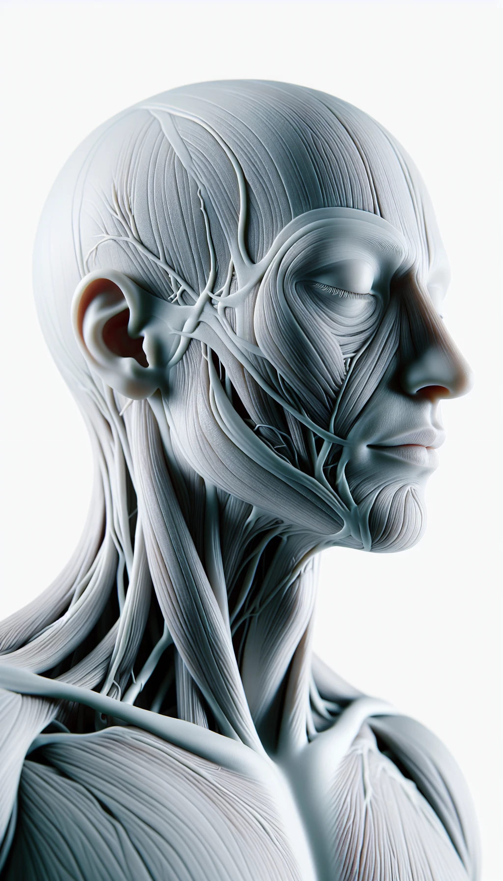 corpo umano anatomico con occhi chiusi sereno e in perfetta salute , isolato su sfondo bianco, iperrealistico 4k emoji