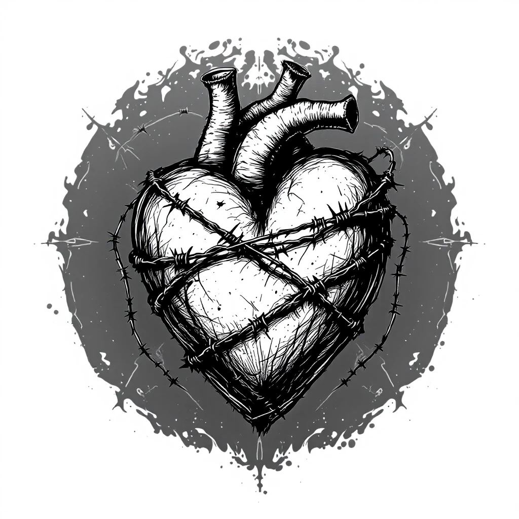 gothic heart with barbed wire emoji