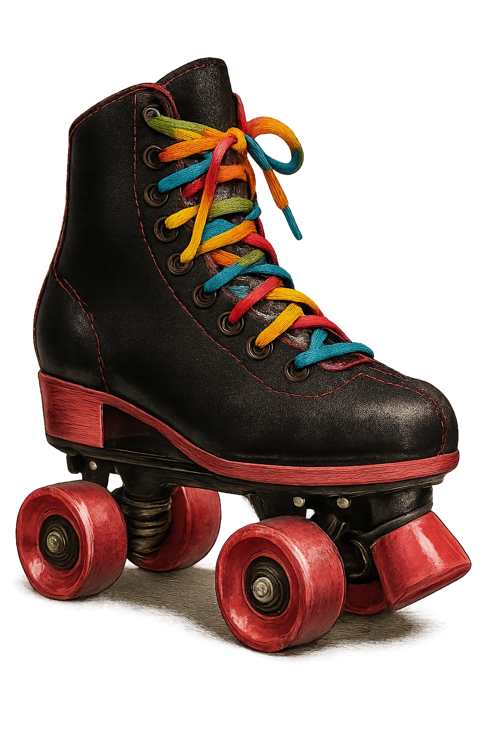 black and pink retro roller skate with rainbow laces emoji