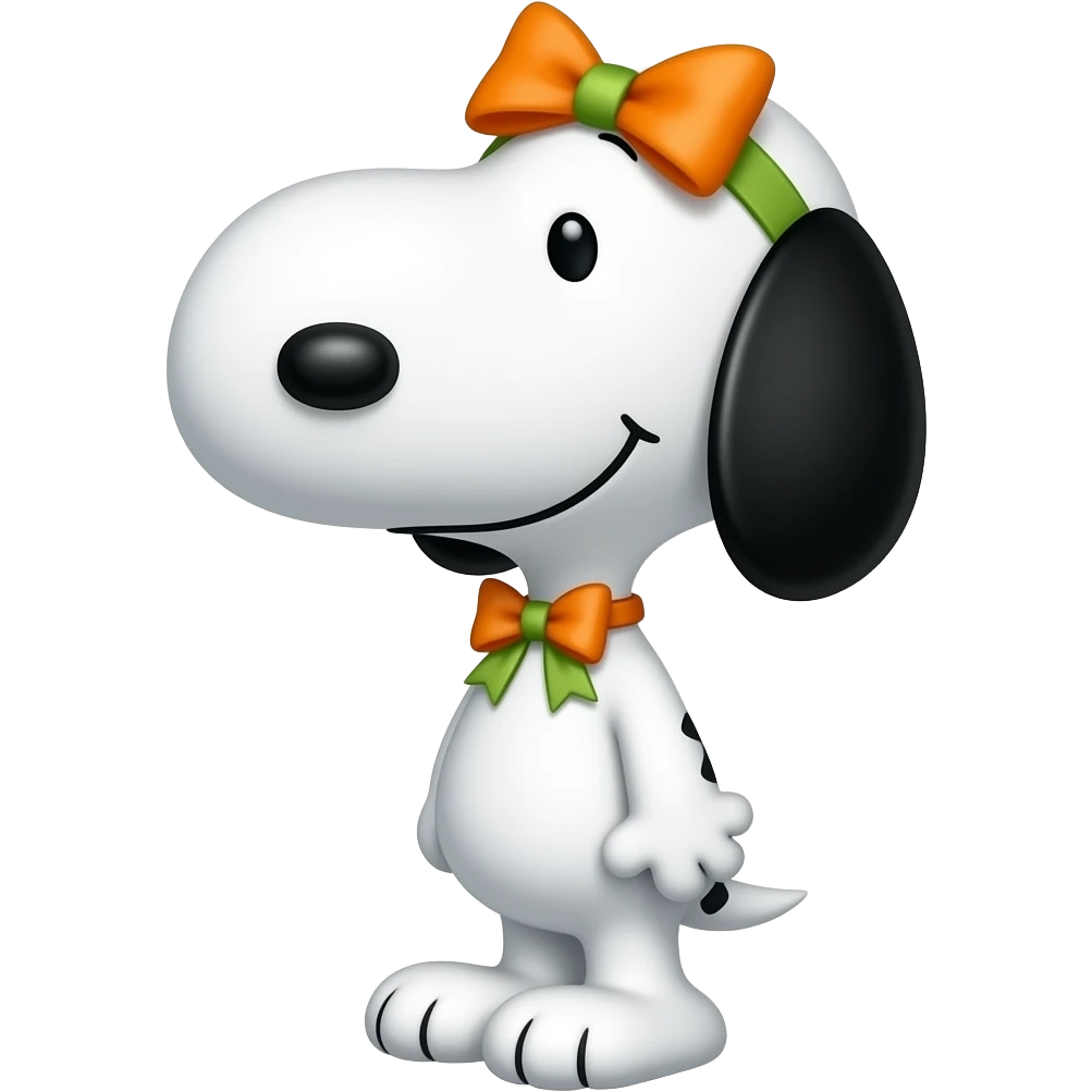 snoopy with orange and green bow emoji