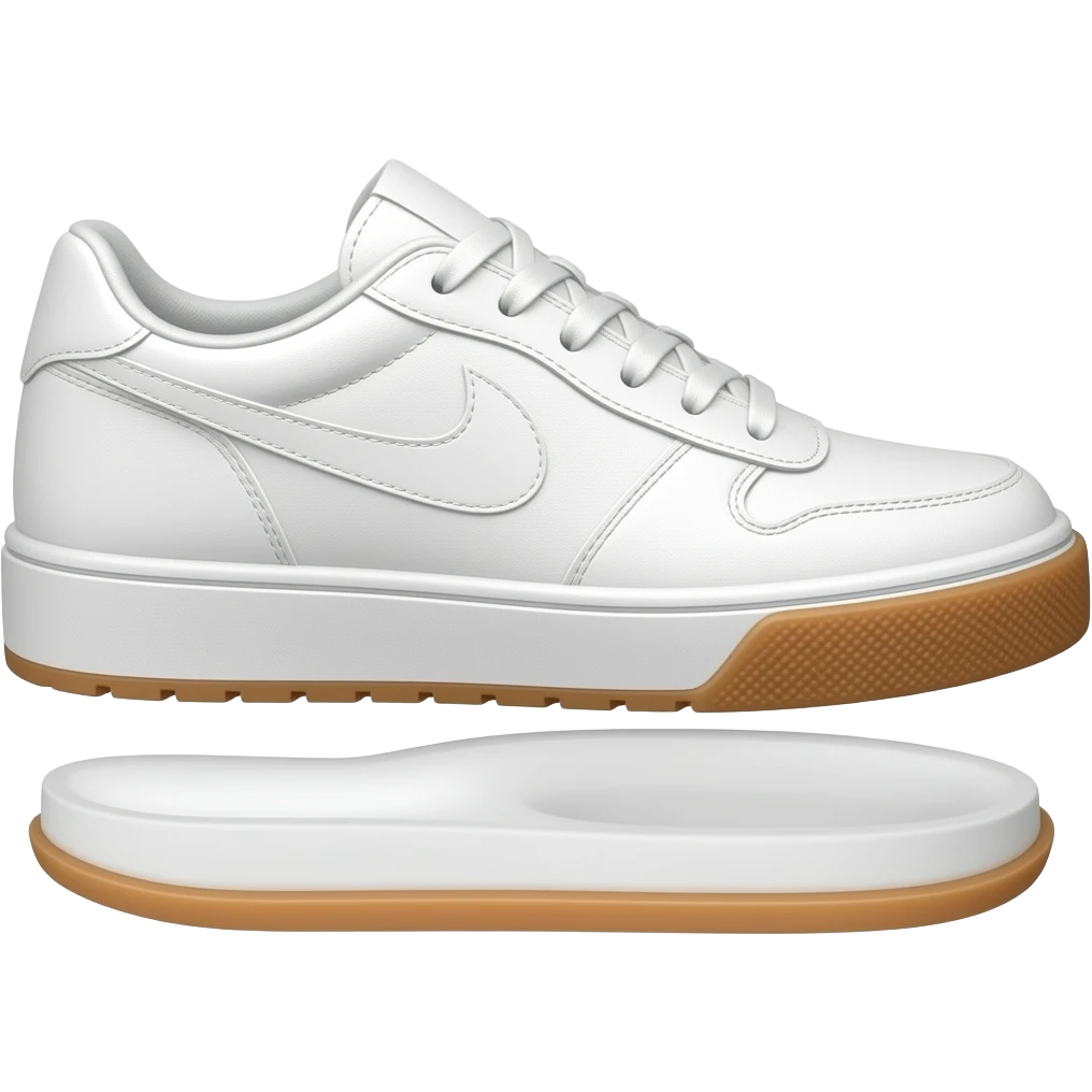 white low sneaker with gum sole and mid sole, side profile emoji