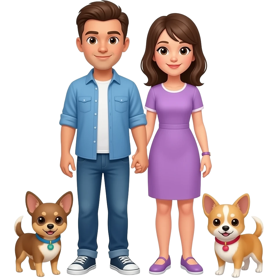 Gay brunette couples with 2 chihuhahas emoji