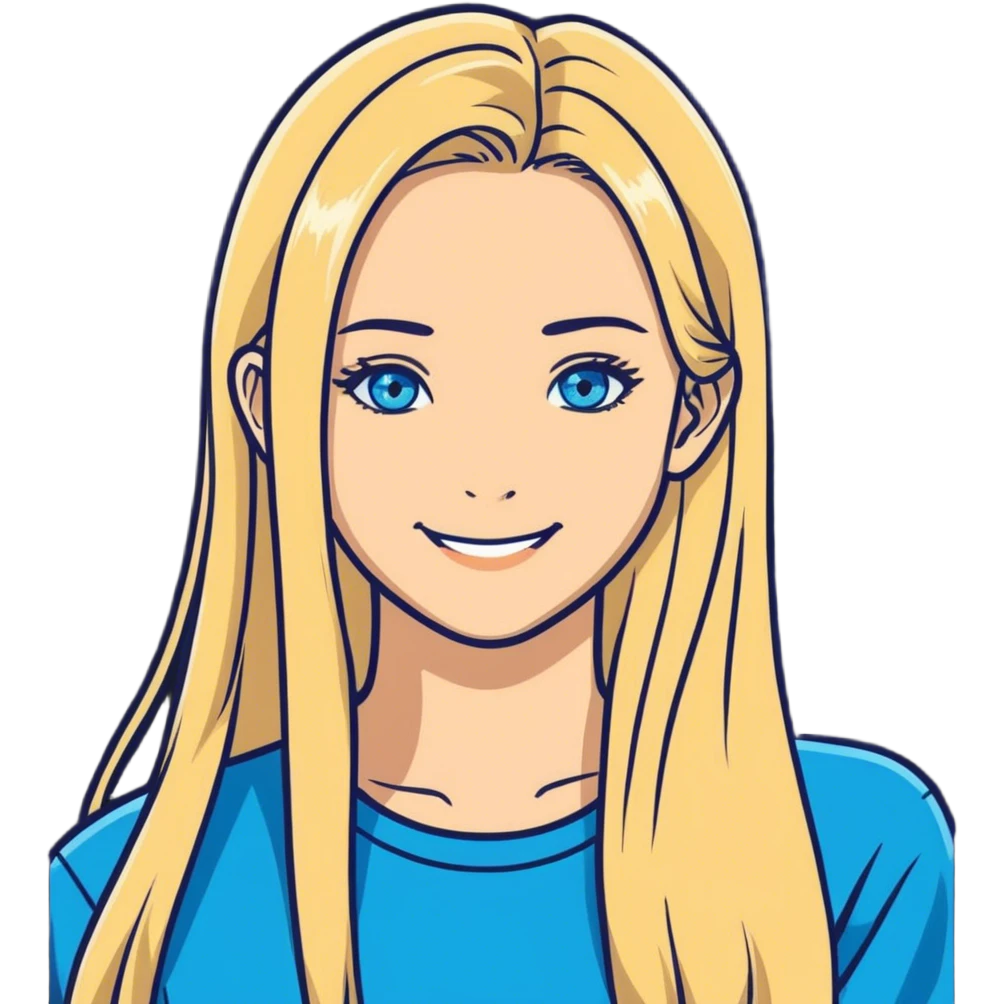 beautiful white girl with long straight blonde hair und blue eyes  emoji