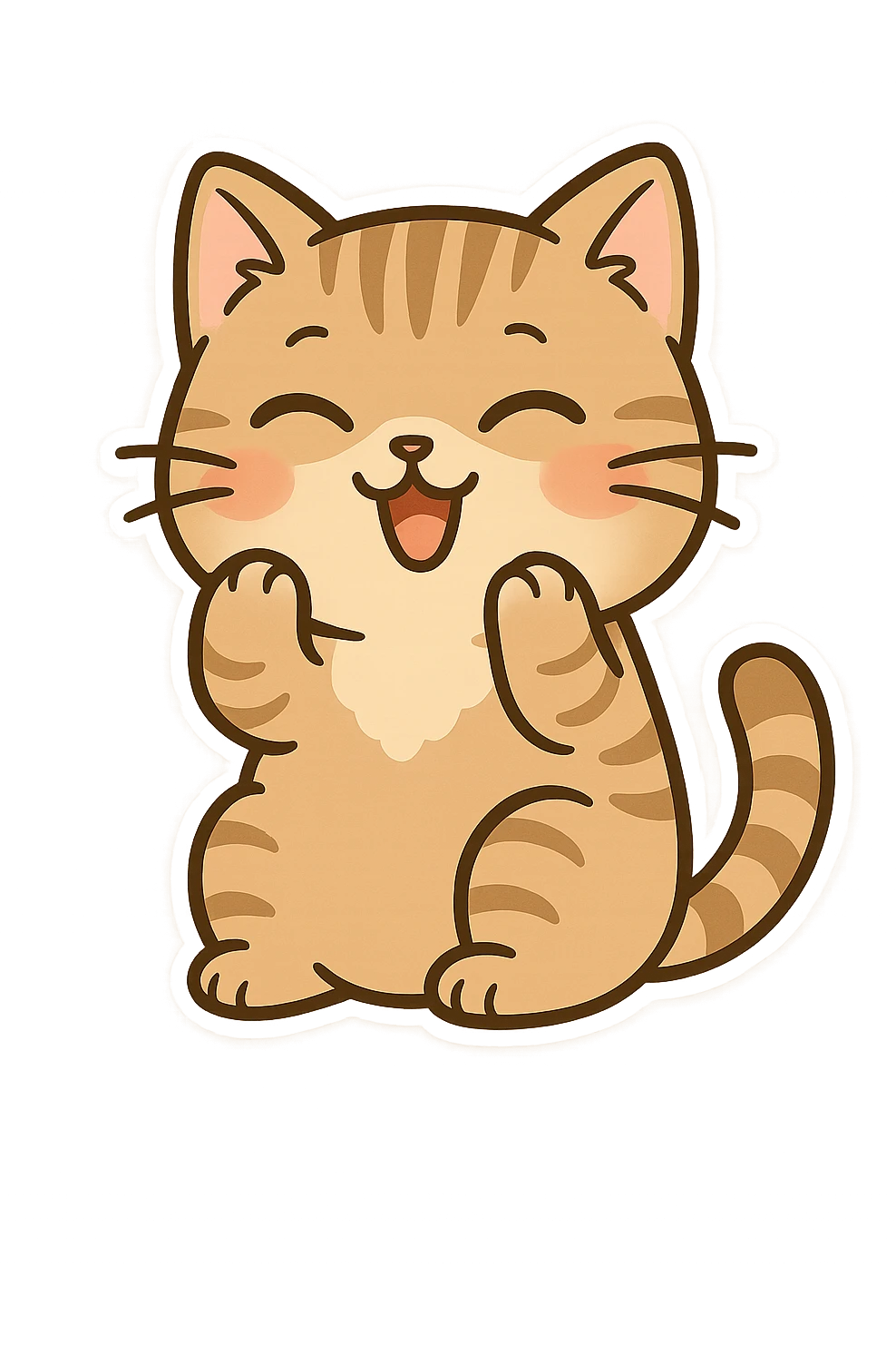 A tabby cat, used as a WhatsApp expression, cute, cute, no background, only the cat emoji