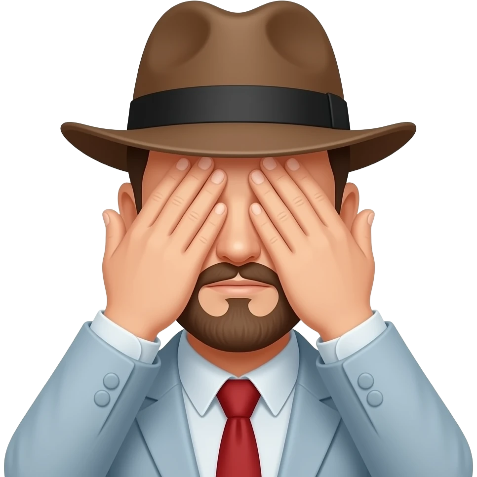 mann mit hut welcher seine augen verbirgt emoji