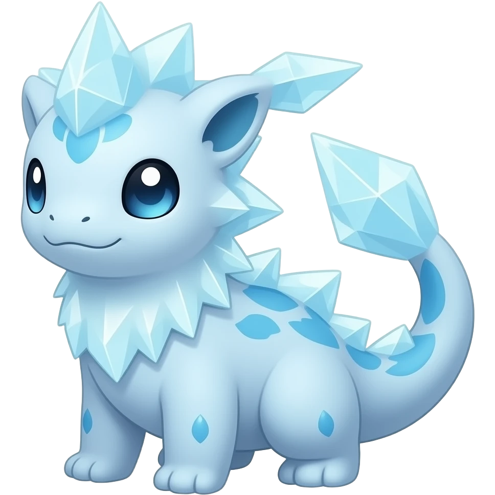Sparkly Icy Glacial Helioptile-Amaura-Shaymin-Fakémon-hybrid-creature (full body) emoji