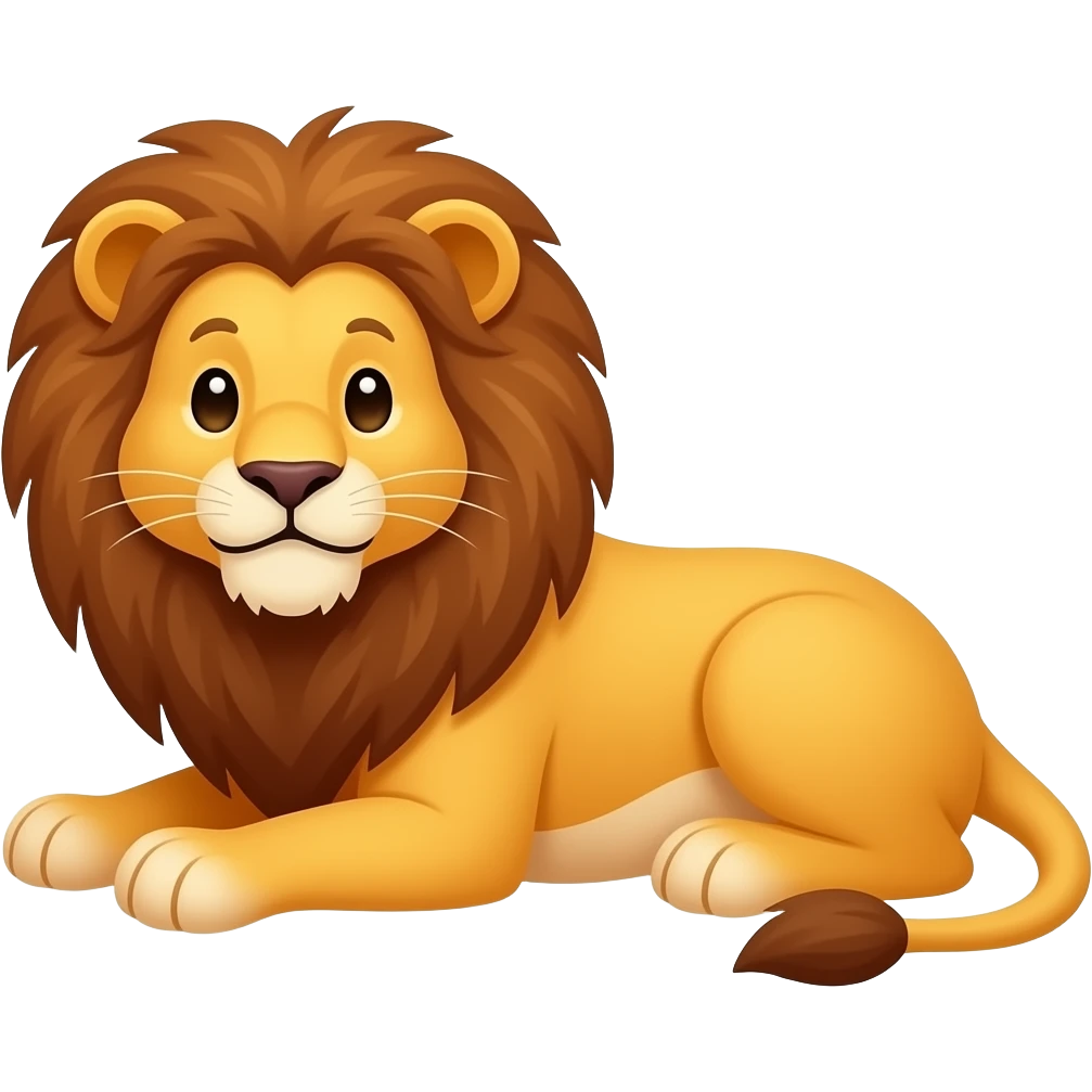 Cartoon lion lays bellow emoji