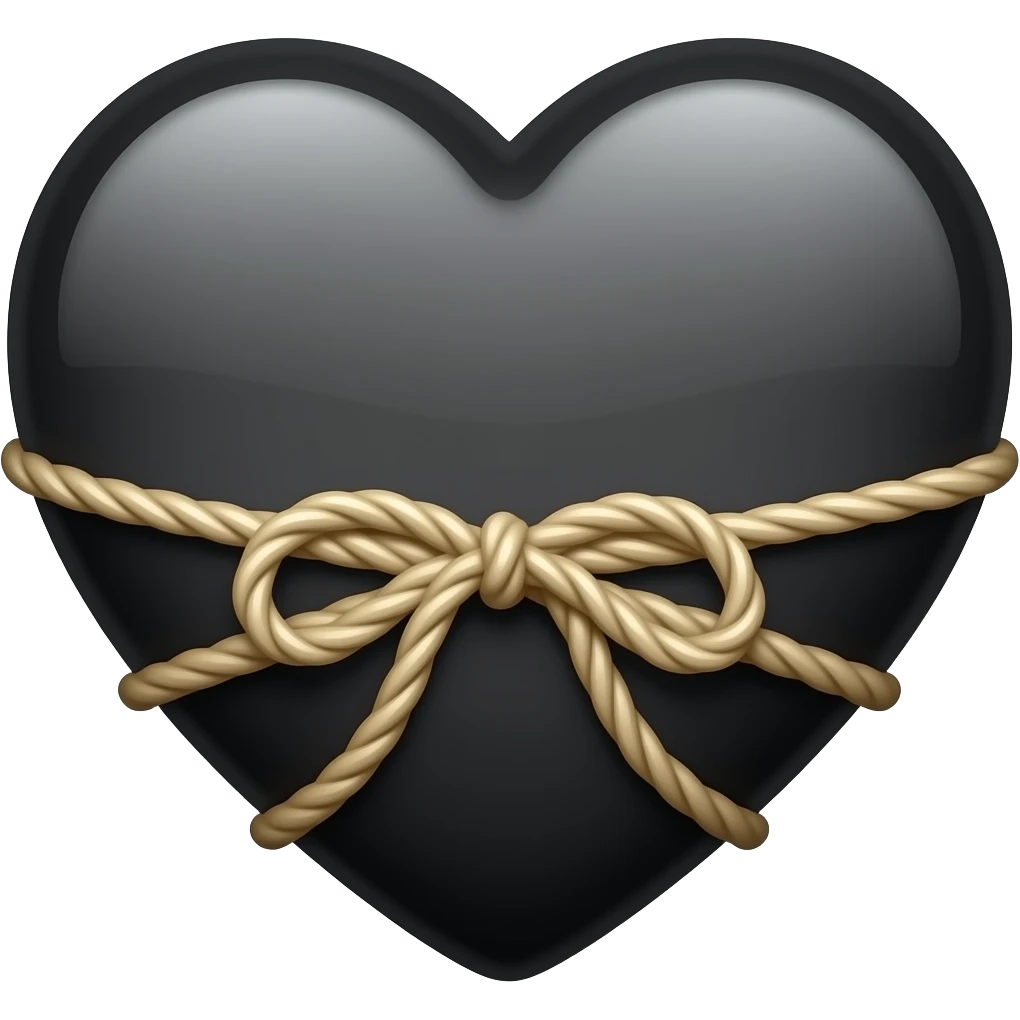 black tied up heart emoji