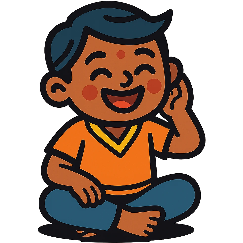 happy Indian kid listening to a story emoji
