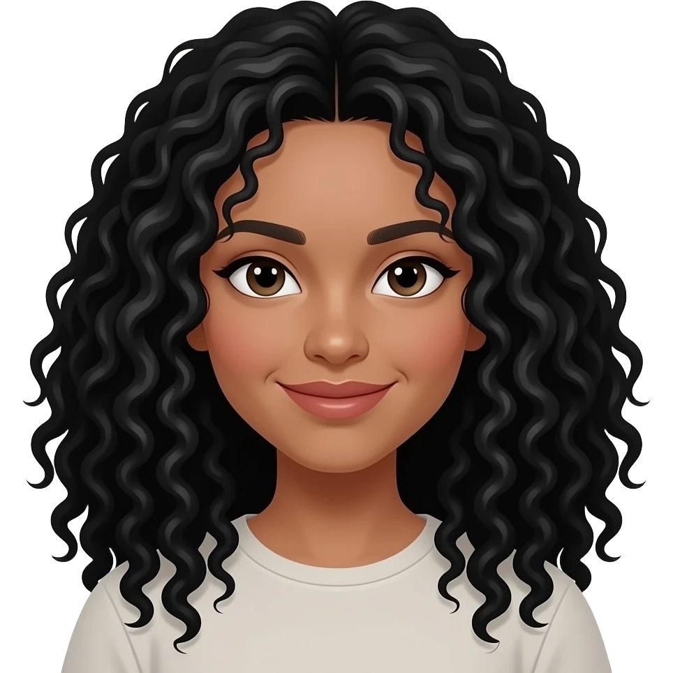 una imagen  con cabello colocho  negro y largo emoji