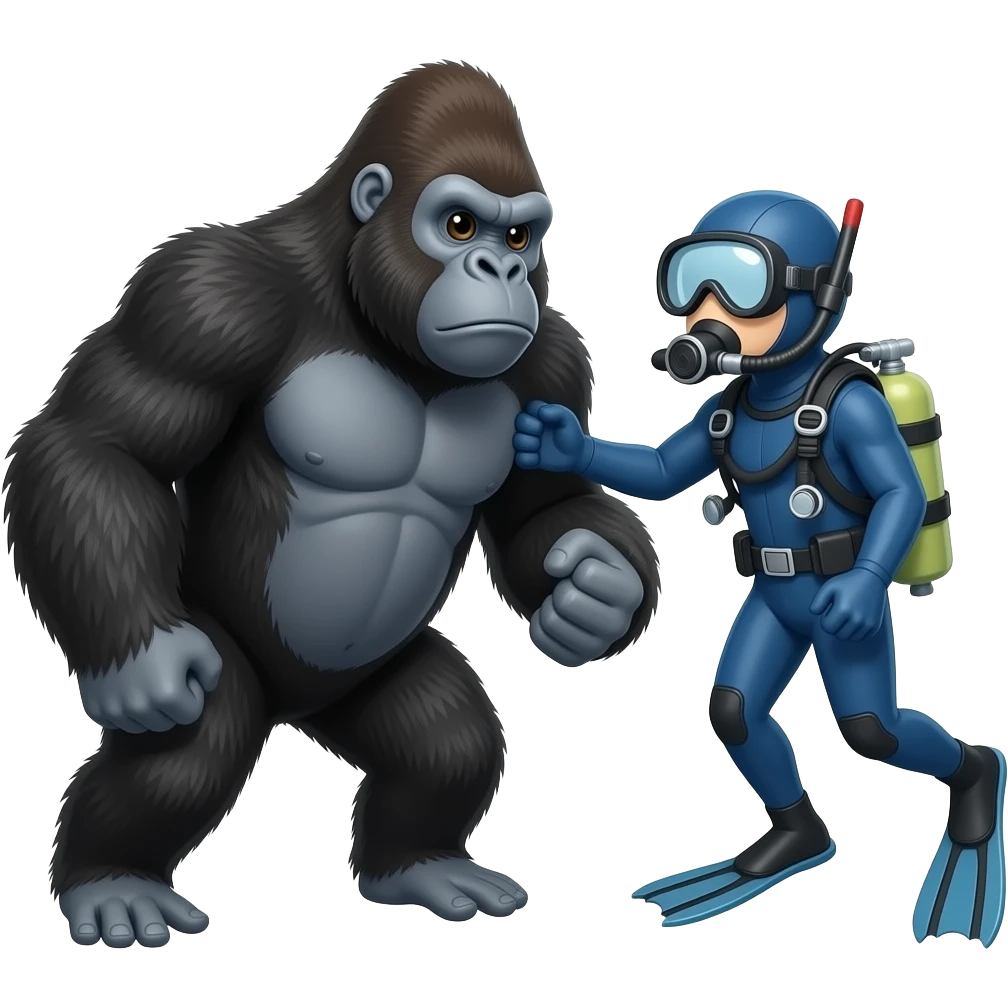 a gorilla hitting the scuba saying 67 emoji