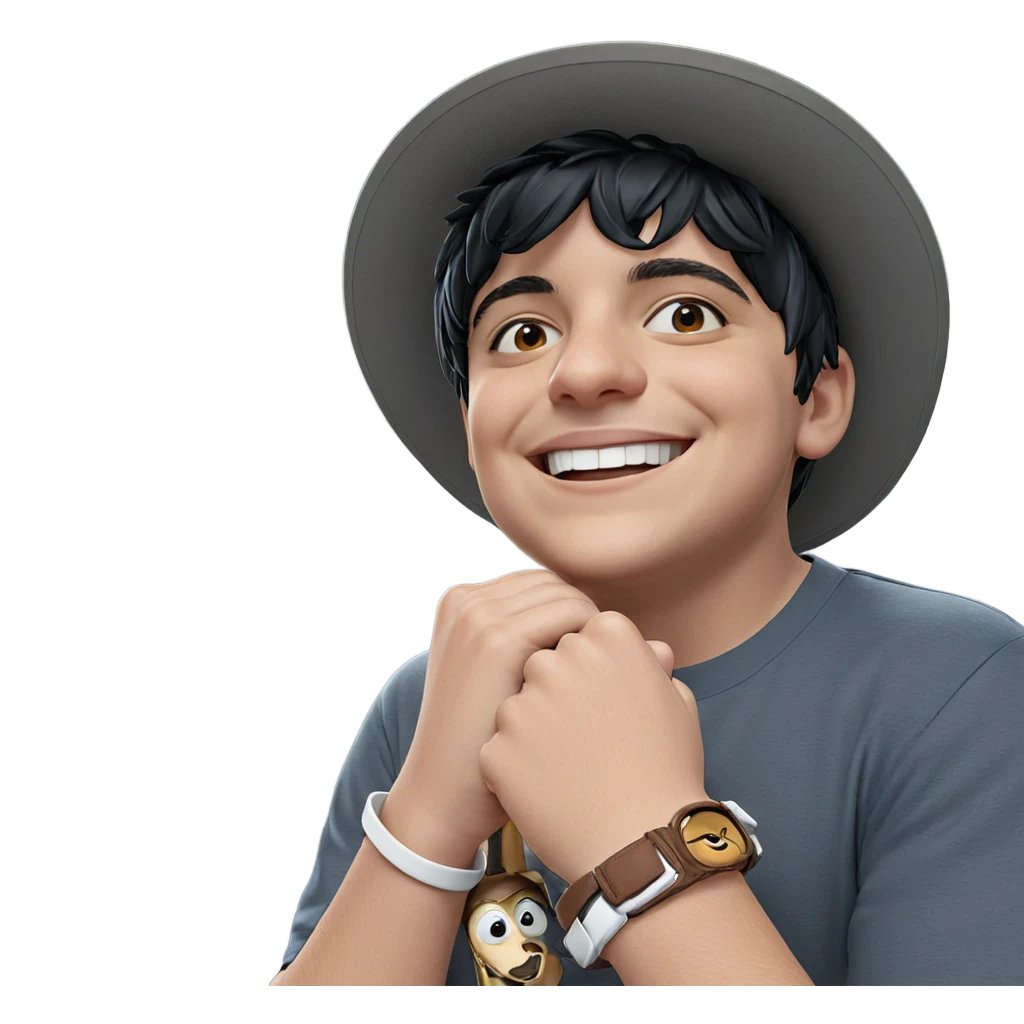 smiling boy with mask and hat emoji