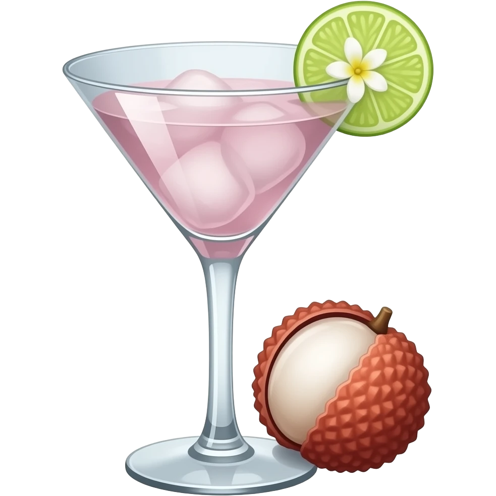 lychee martini with a flower instead on lime emoji