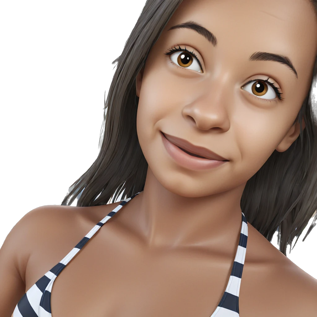 smiling girl in striped bikini emoji