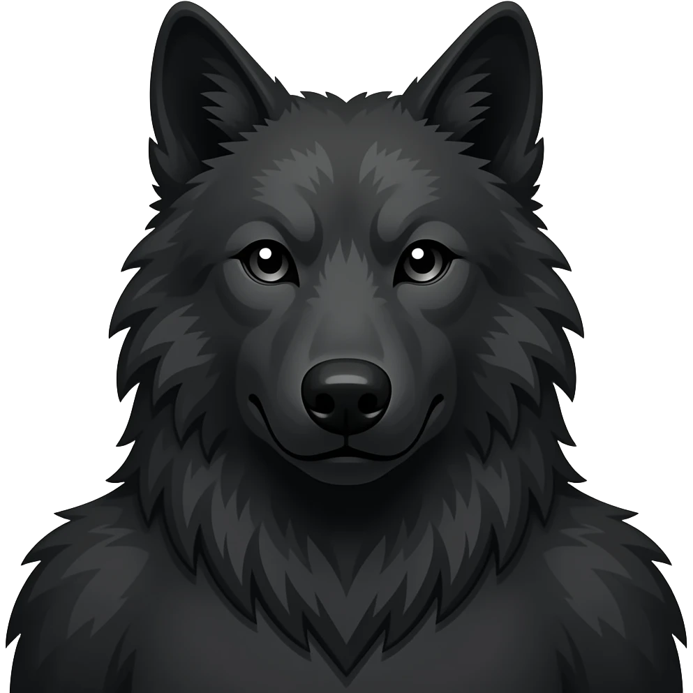 black wolf head and neck and shoulders emoji