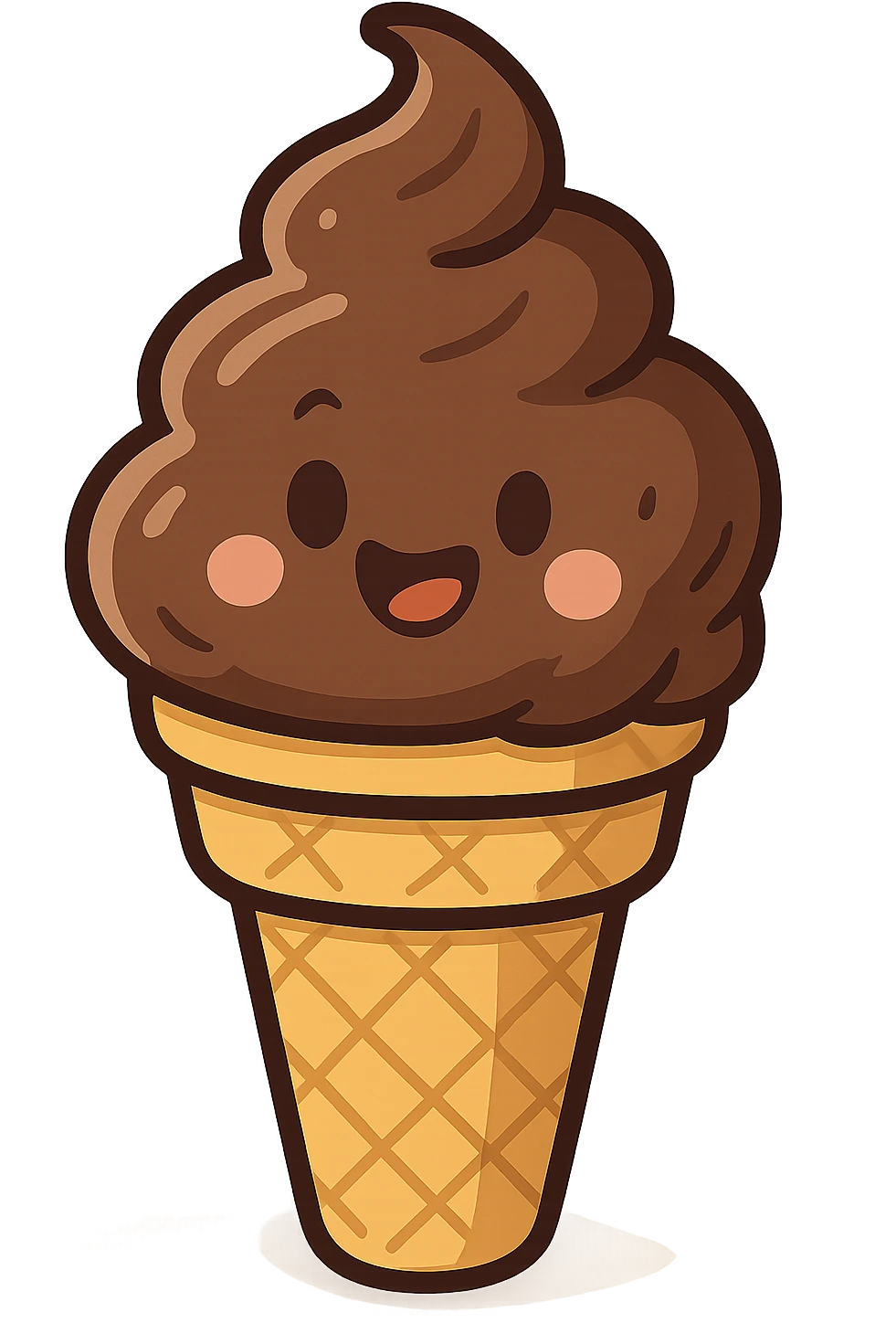 chocolate ice cream cone Marvi style, clear illustration style, focus on the ice cream, appetizing look emoji