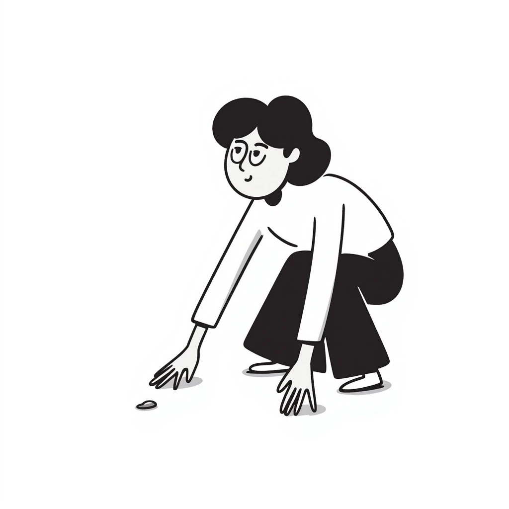 Woman looking for a dot emoji