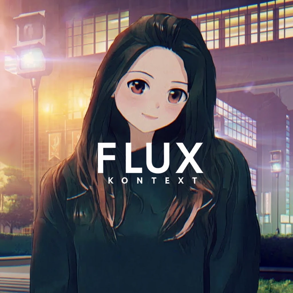 make a image with logo of  text "FLUX Kontext" emoji