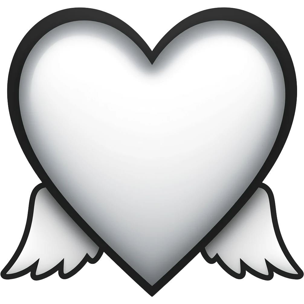 Thin black heart with wings emoji