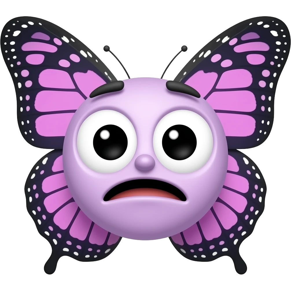 Мордочка бабочки с фиолетовыми крыльями, смущается emoji
