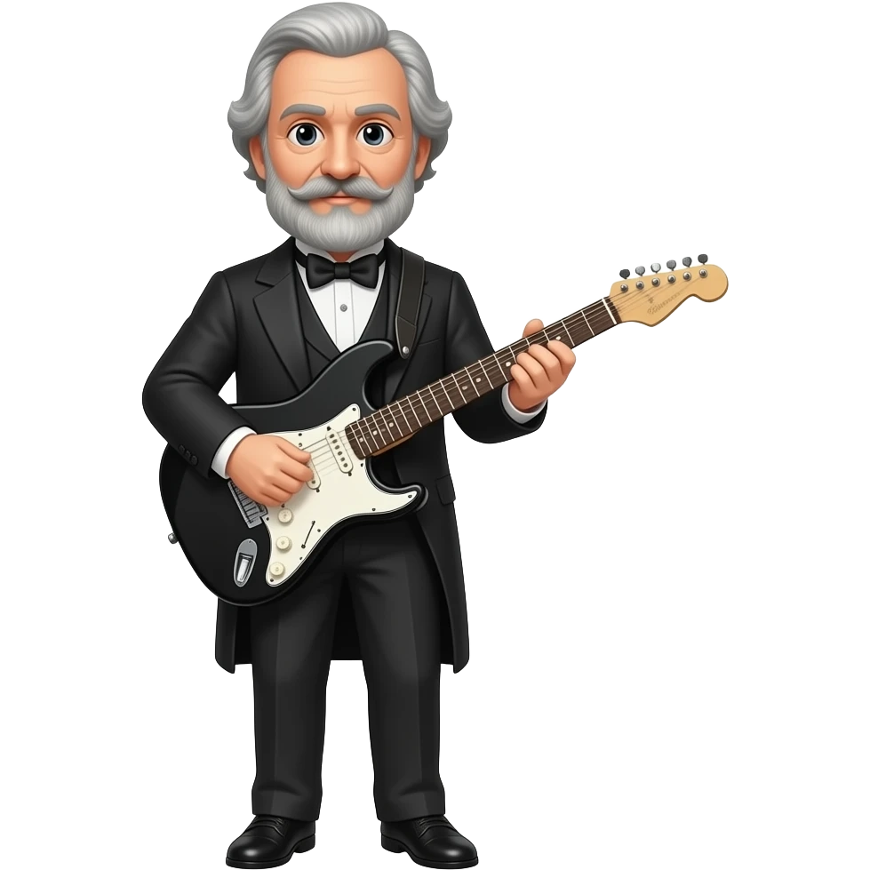 Verdi with black metal electric guitar full body emoji