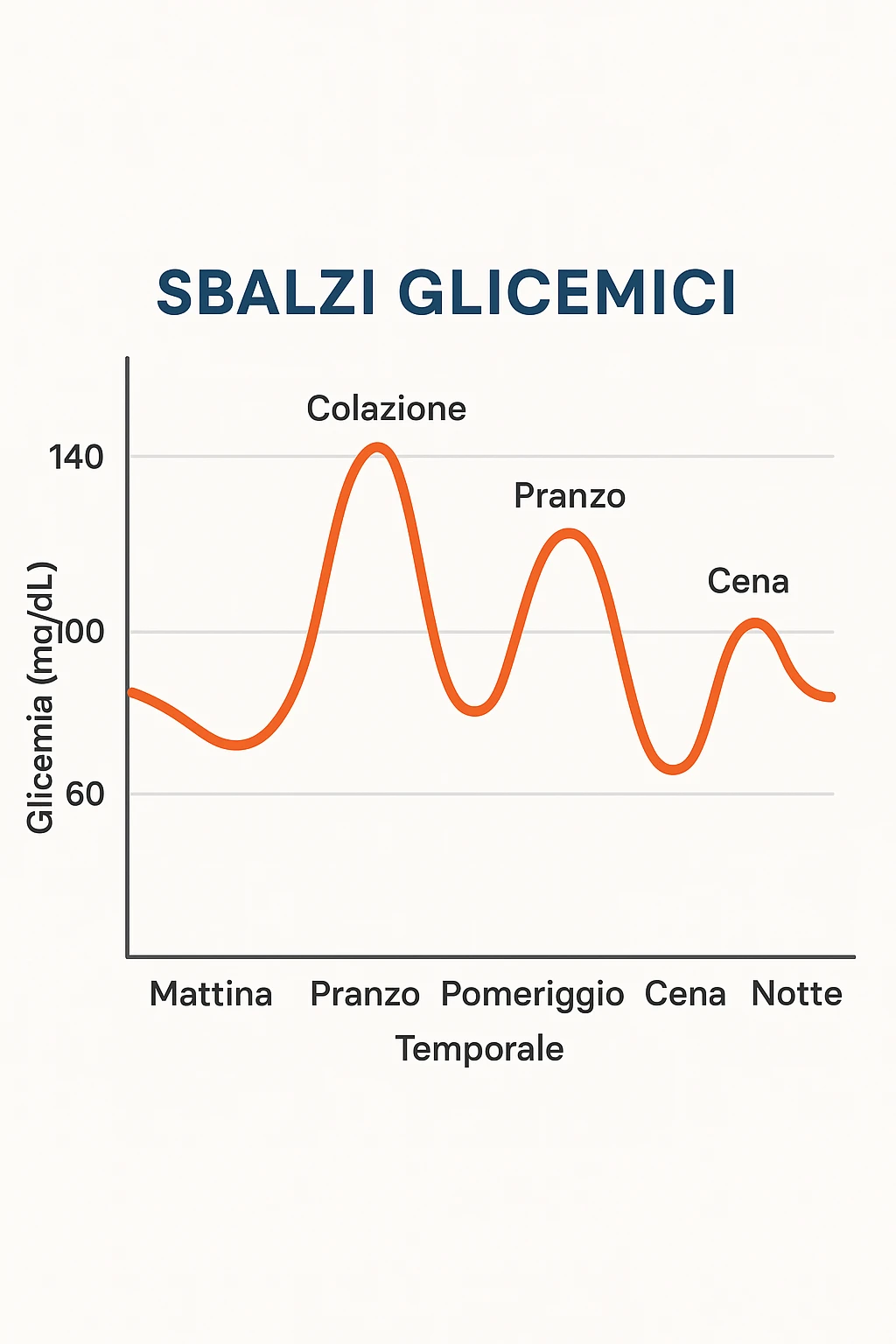 Sbalzi glicemici con grafico italiano emoji