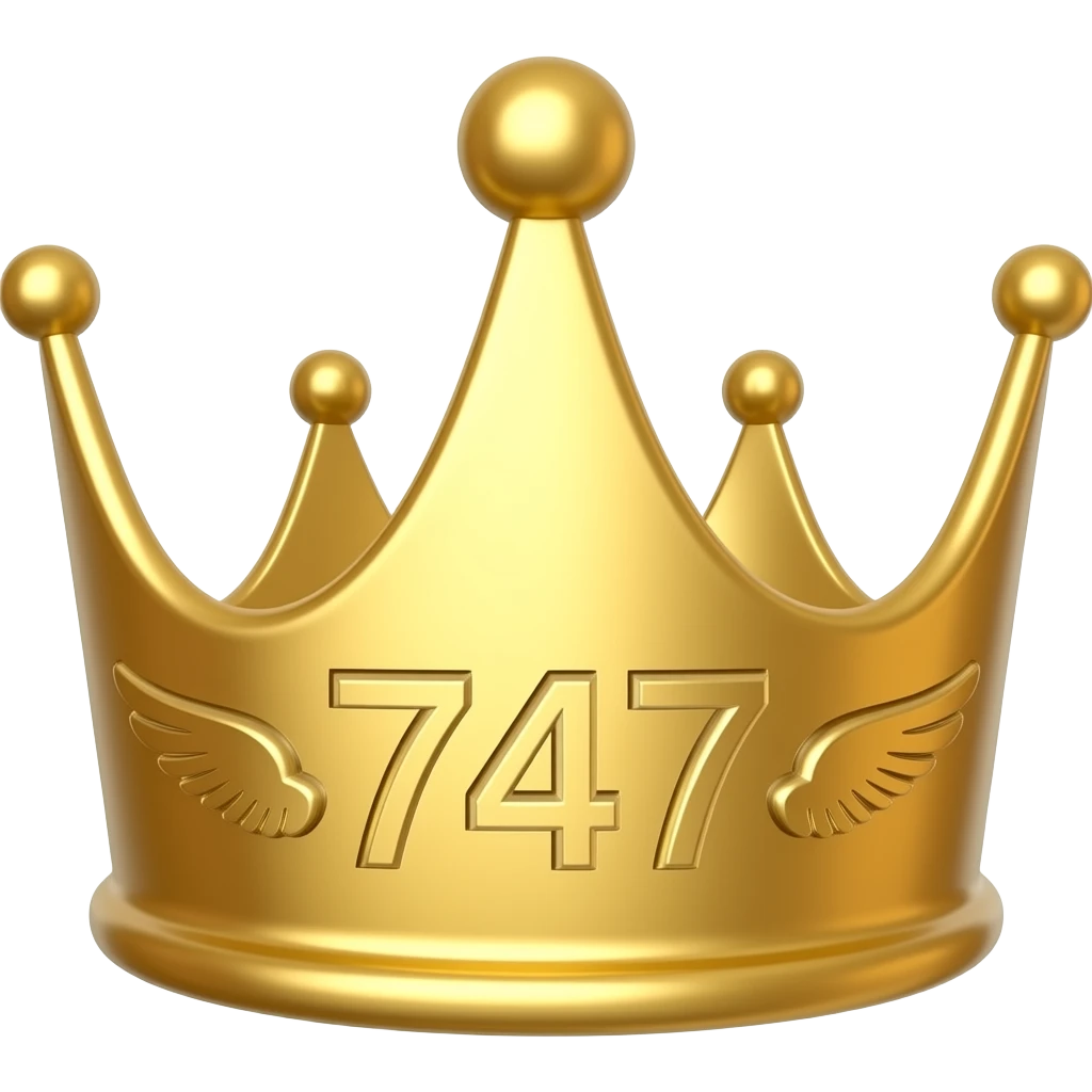 make a queen crown with airplane wings and letters 747 ingraved emoji
