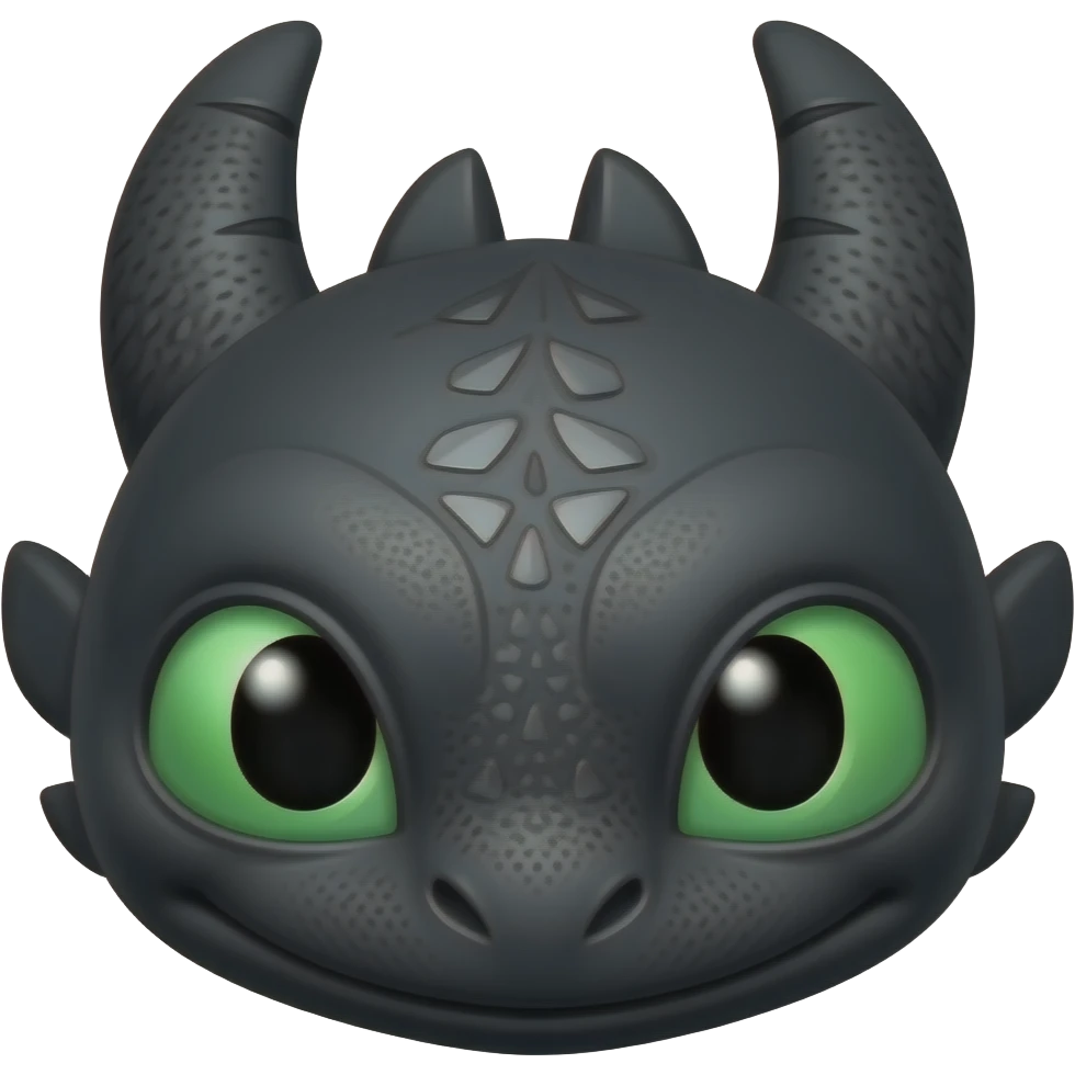 Green-eyed Toothless the dragon head emoji