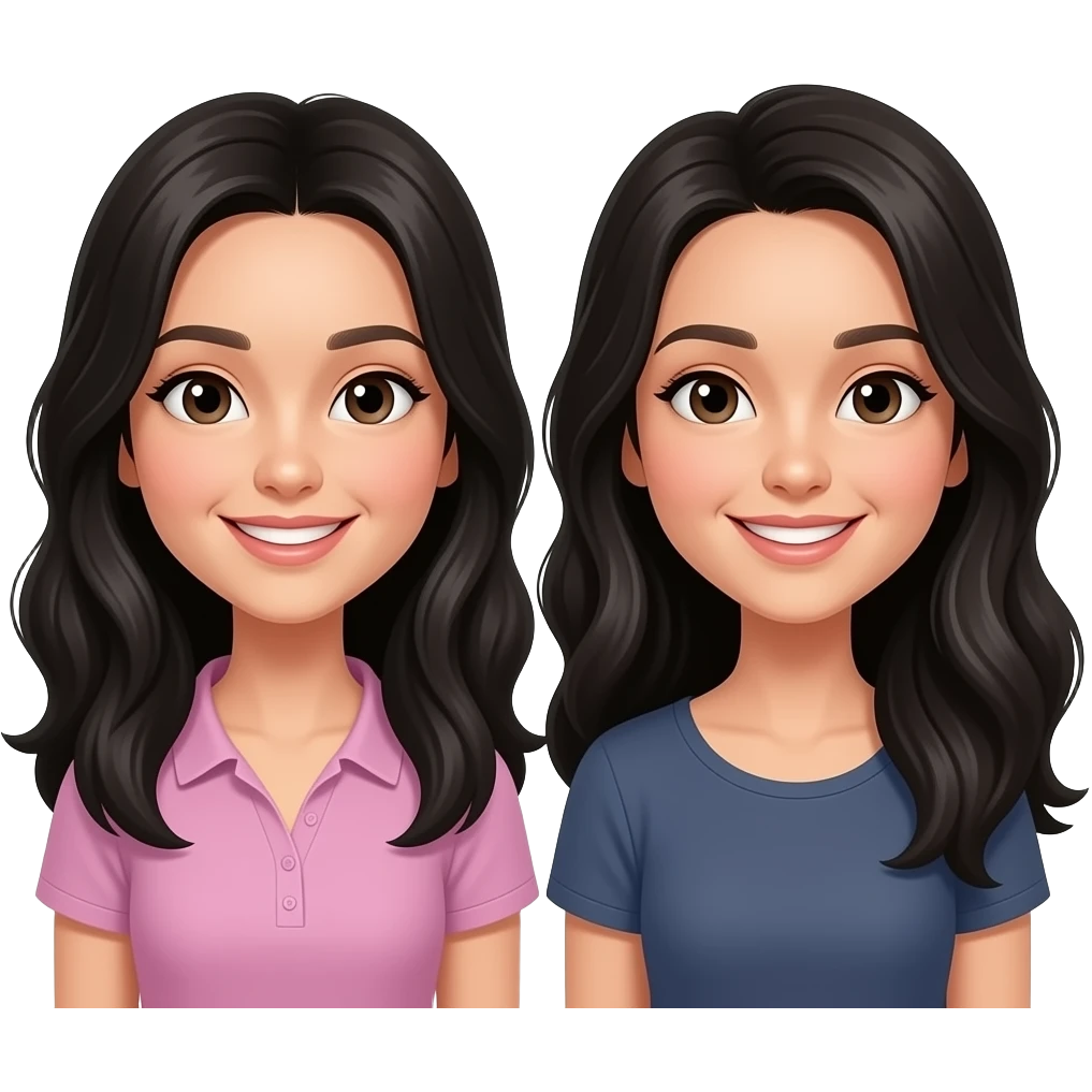 Black long hair sisters smiling emoji