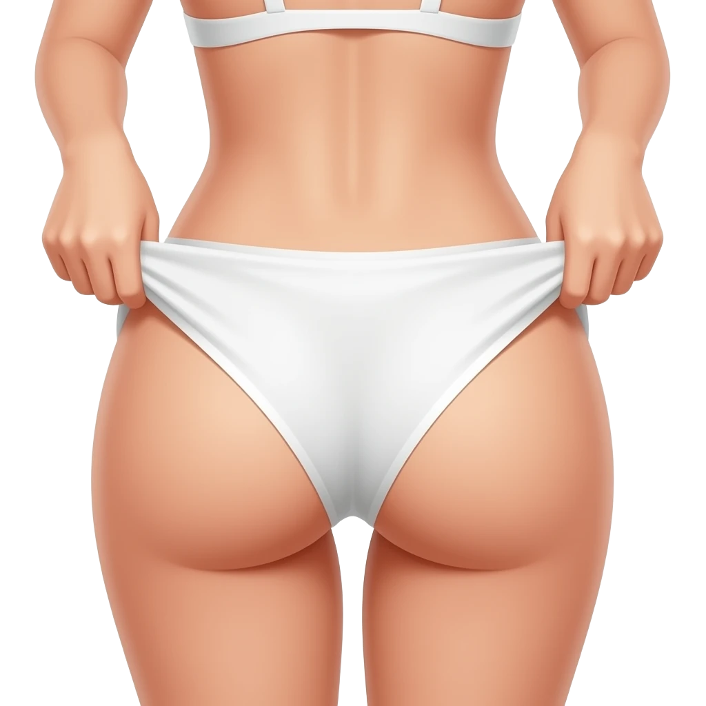 Woman  pulling down with exposed buttocks emoji