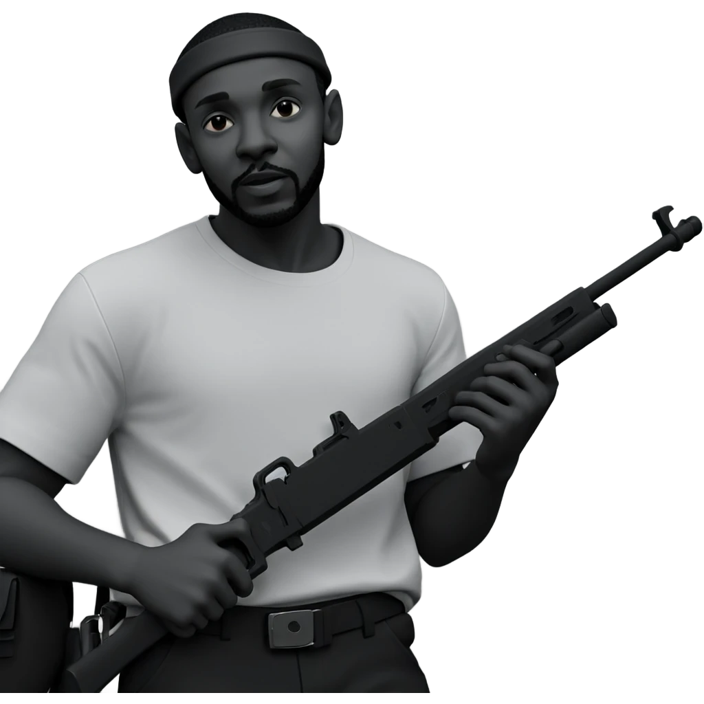 monochrome boy with weapon emoji