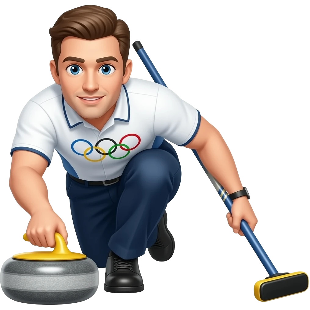 male olympic curling player full-length black stone emoji