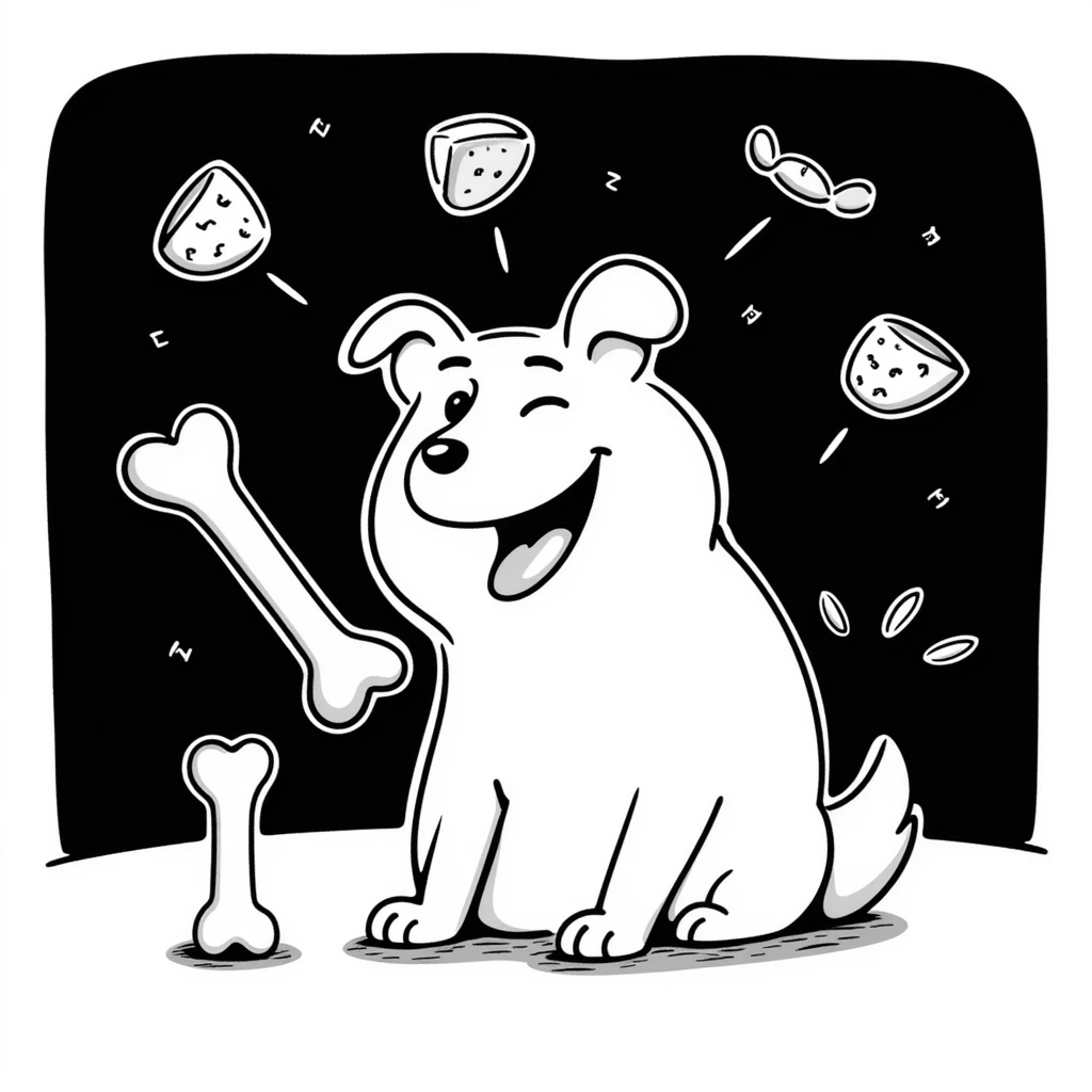 A magical glowing white bone surrounded by floating shredded cheese, yogurt, sesame seeds and almonds, with light beams connecting them, beside a normal bone for comparison emoji